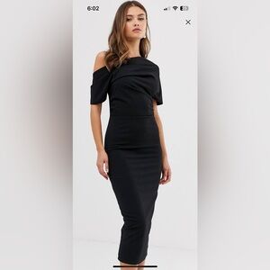 ASOS pleated shoulder pencil dress